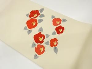 塩瀬金彩椿模様名古屋帯